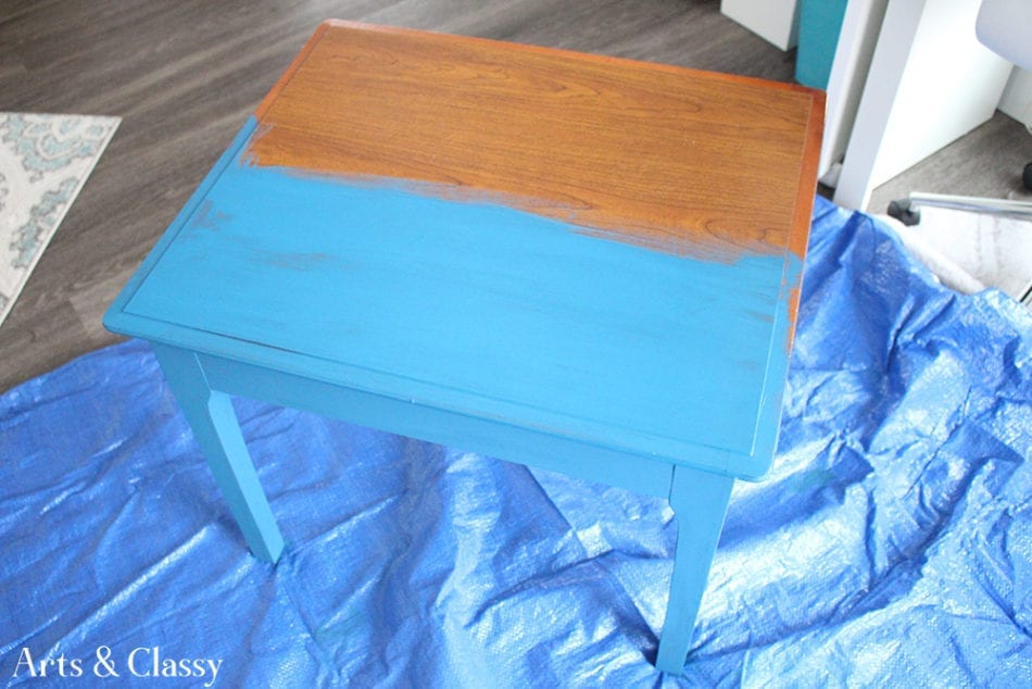 $11.99 Goodwill Find Side Table Stenciled Makeover