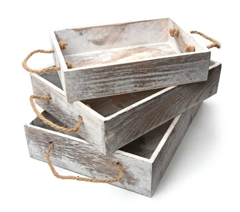 Cousin DIY Rustic Wooden White Wash Nested Tray Set