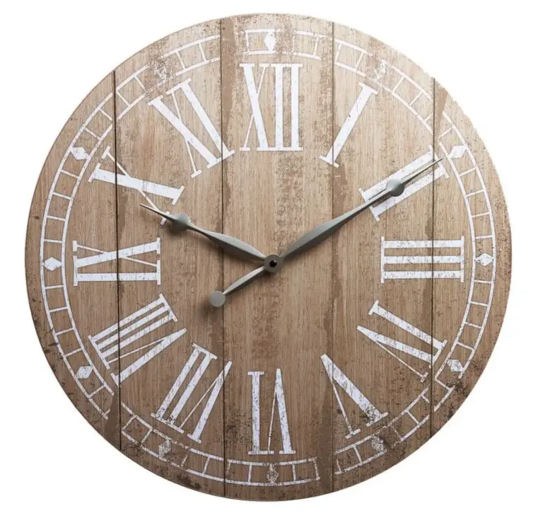 20" Rustic Light Natural Wood Plank Farmhouse Wall Clock