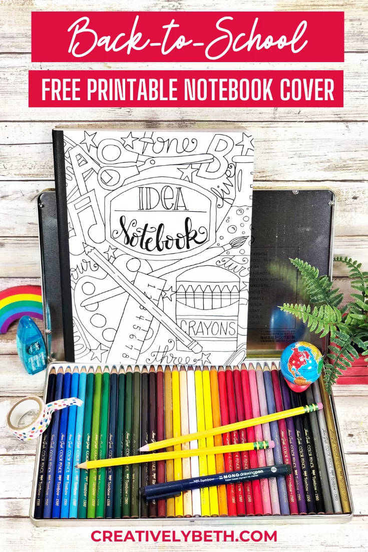 Back-to-School Notebook Cover Free Printable to Color