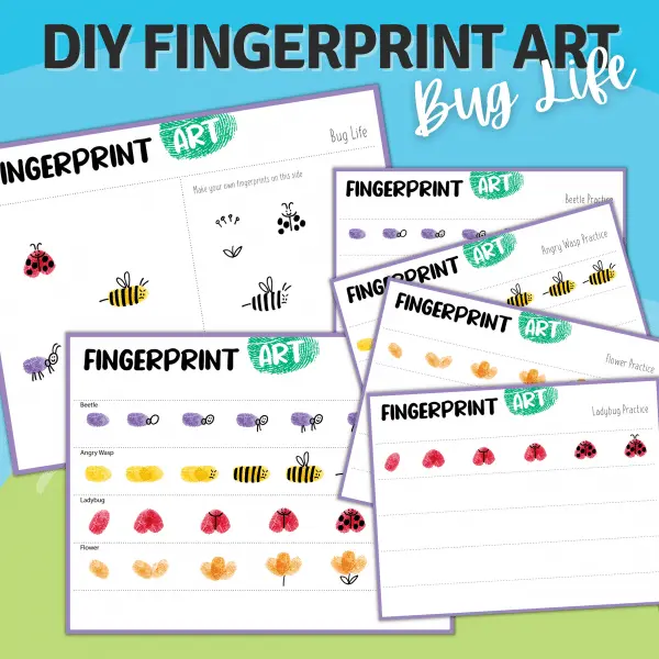 Bugs Fingerprint Art Craft (Free Printable)