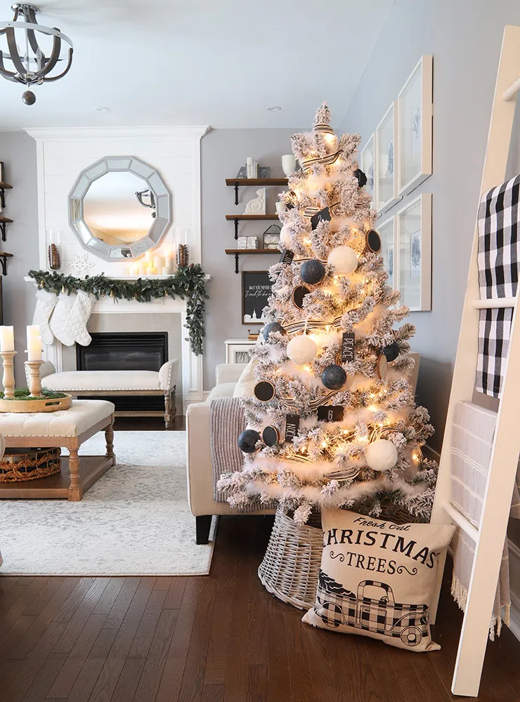 Rustic and Cozy Brown and White - Black and White Christmas Tree Ideas + Decor Inspiration