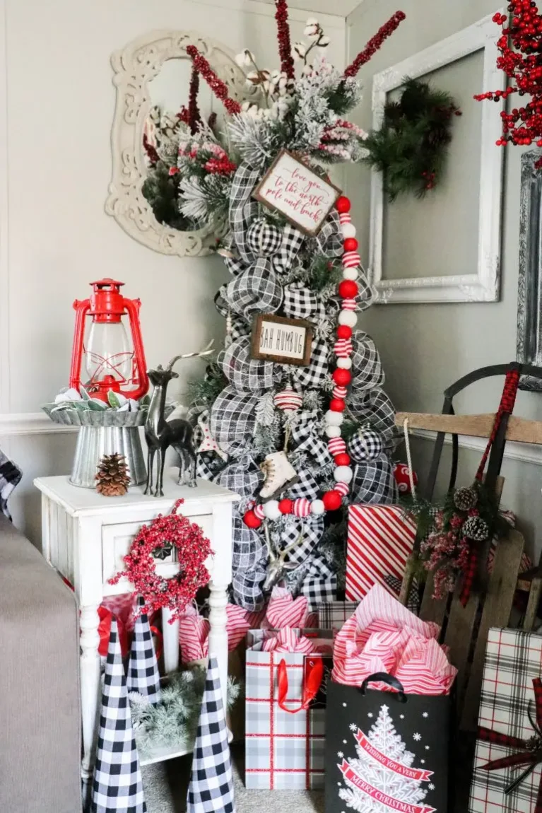 Bold and Modern Black and White with Pops of Color - Black and White Christmas Tree Ideas + Decor Inspiration