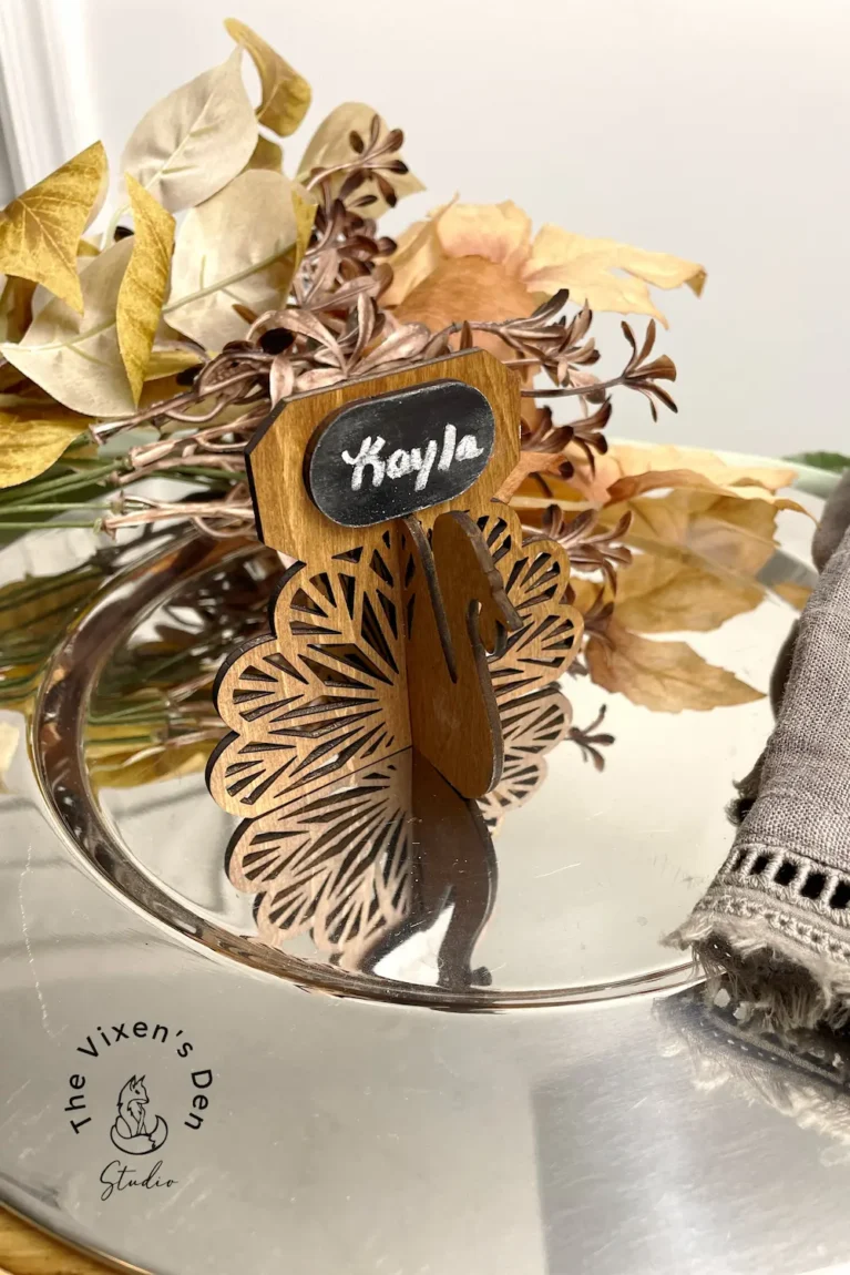 Reusable Wood Turkey Place Cards For Thanksgiving