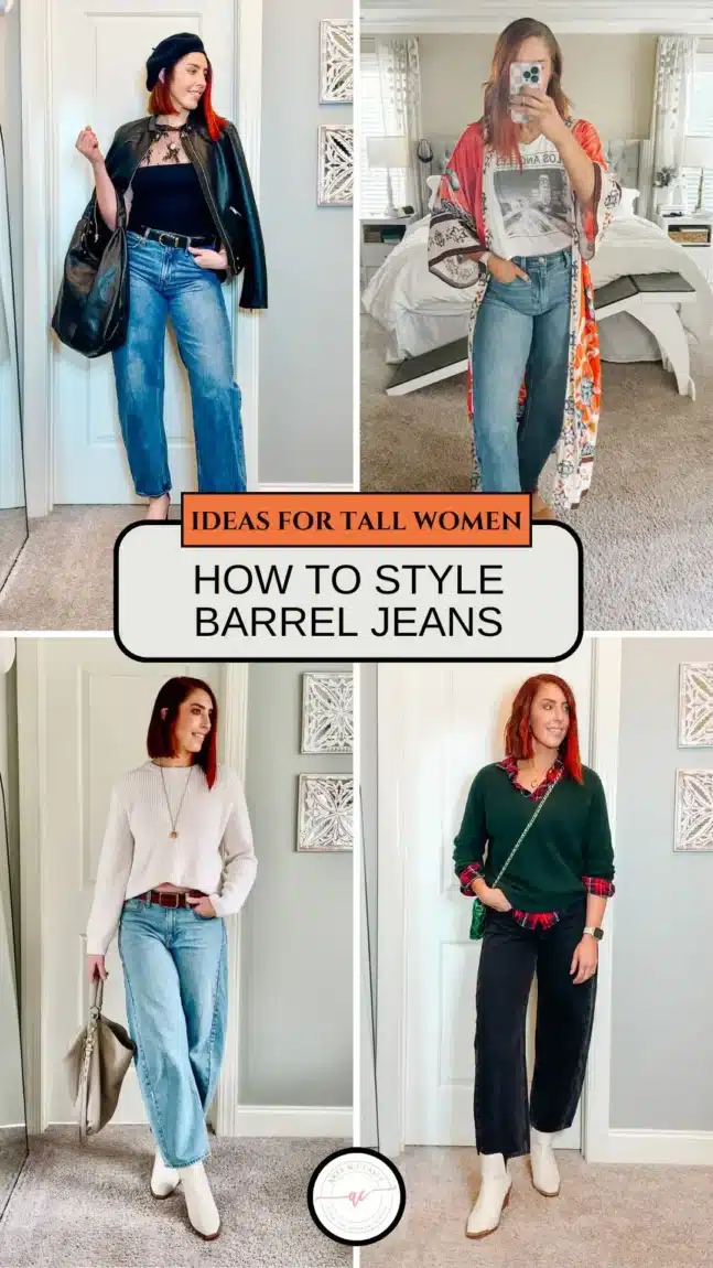 Barrel Jeans Outfit Ideas: The Ultimate Guide for Tall Women! Looking for outfit inspiration with barrel jeans? Check out this ultimate guide on how to style barrel jeans for tall women! Get tips on pairing them with crop tops, layering with jackets, and dressing them up or down for any occasion!